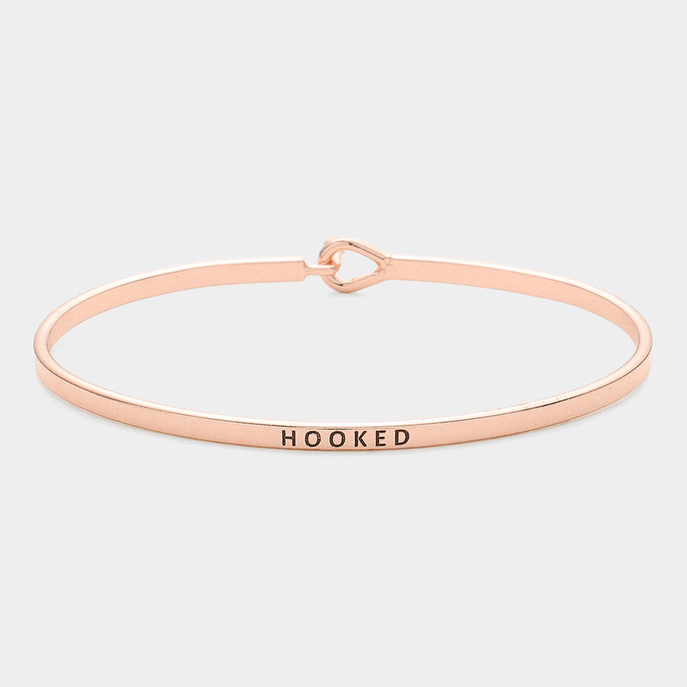 Madeline Love Rose Gold "Hooked" Thin Brass Metal Hook Bracelet - Bracelets