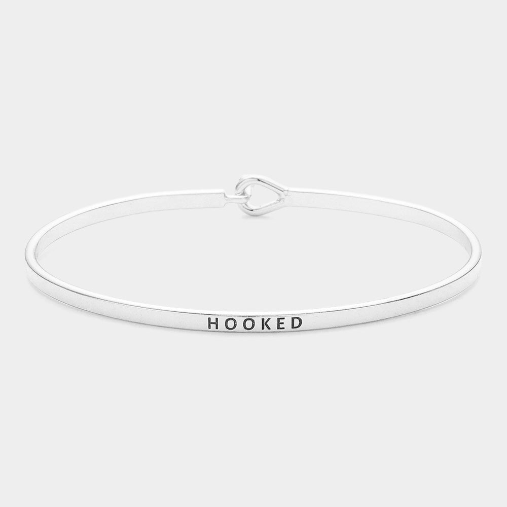 Madeline Love Rhodium "Hooked" Thin Brass Metal Hook Bracelet - Bracelets