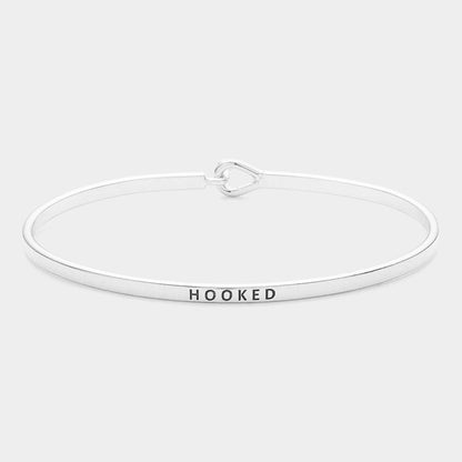 Madeline Love Rhodium "Hooked" Thin Brass Metal Hook Bracelet - Bracelets