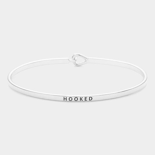 Madeline Love Rhodium "Hooked" Thin Brass Metal Hook Bracelet - Bracelets