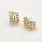 Madeline Love Clear, Gold 14K Gold Dipped Geometric Clam CZ Hoop Earrings - Hair Accessories - desc