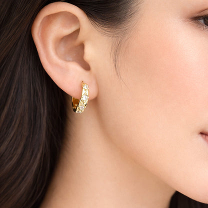 Madeline Love Gold 14K Gold Dipped CZ Lattice Huggie Hoop Earrings - Beauty & Cosmetics