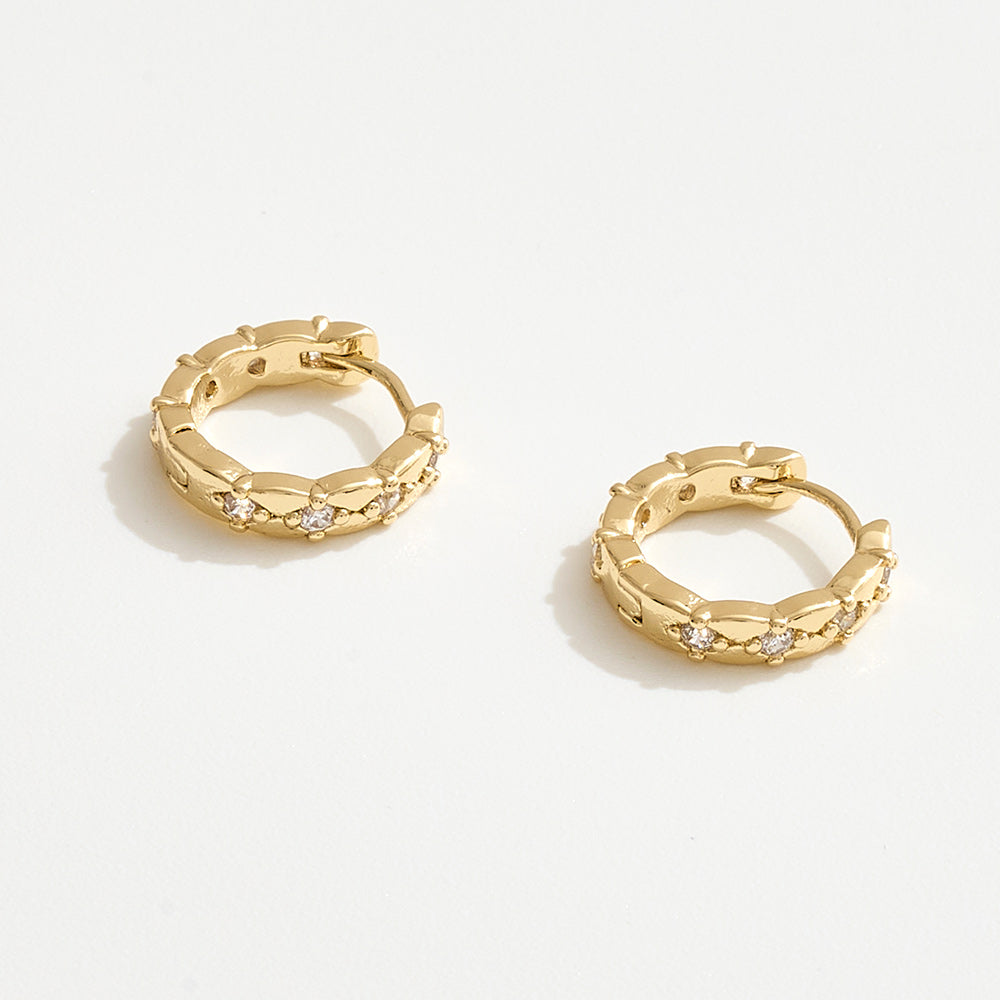 Madeline Love Gold 14K Gold Dipped CZ Lattice Huggie Hoop Earrings - Beauty & Cosmetics - desc