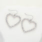 Stone Paved Open Heart Dangle Earrings - Clear Rhodium - Earrings