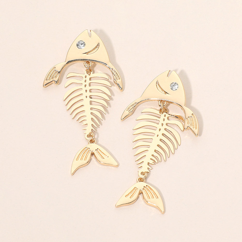 Madeline Love Gold Fishbone Statement Earrings - Jewelry