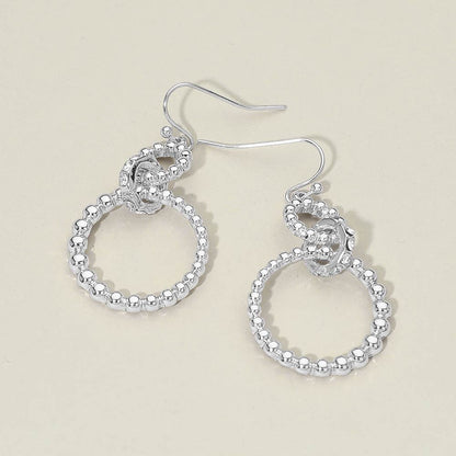 Madeline Love Silver Stone Pave Linked Metal Beaded Circle Drop Earrings - Hair Accessories