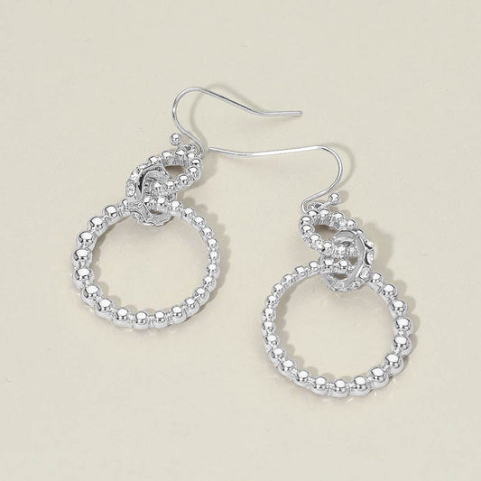 Madeline Love Silver Stone Pave Linked Metal Beaded Circle Drop Earrings - Hair Accessories