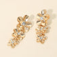 Madeline Love Clear, Worn Gold Stone Accent Triple Floral Link Drop Earrings - Hair Accessories