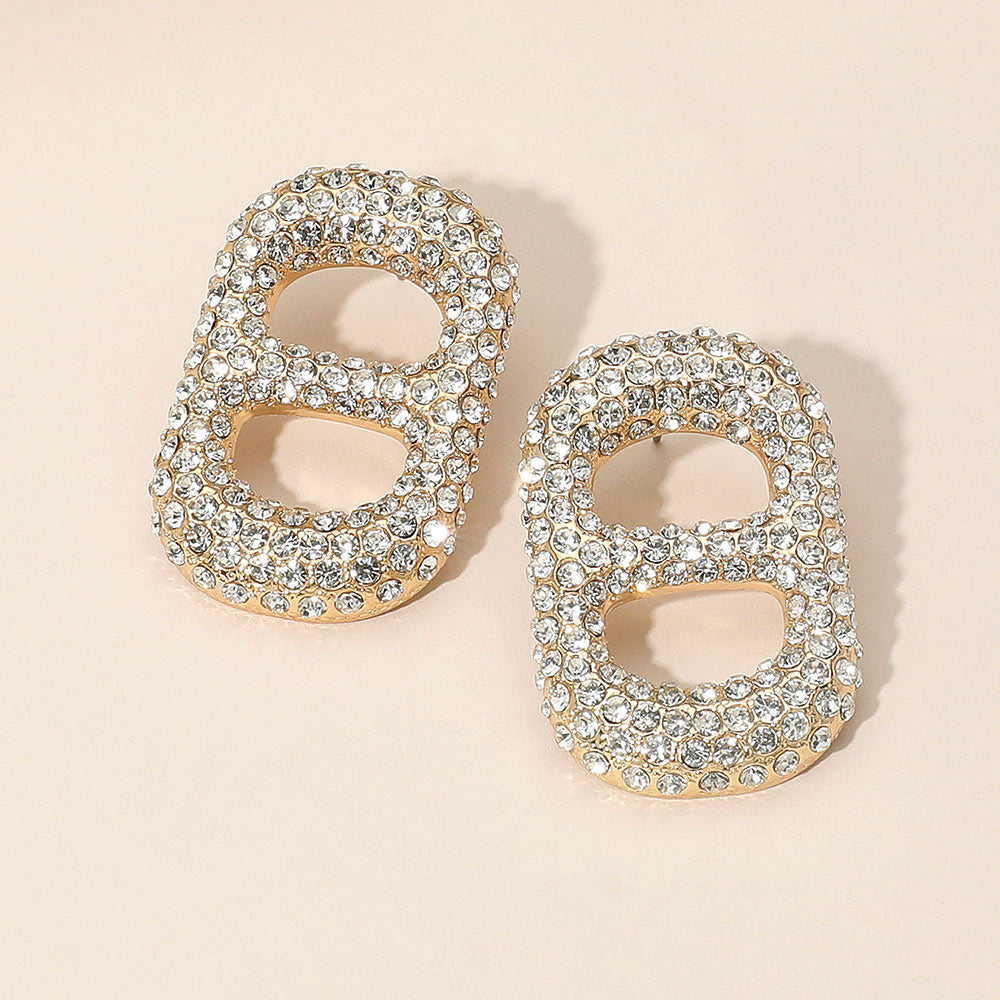 Madeline Love Gold Bold Rhinestone Paved Statement Earrings - Jewelry