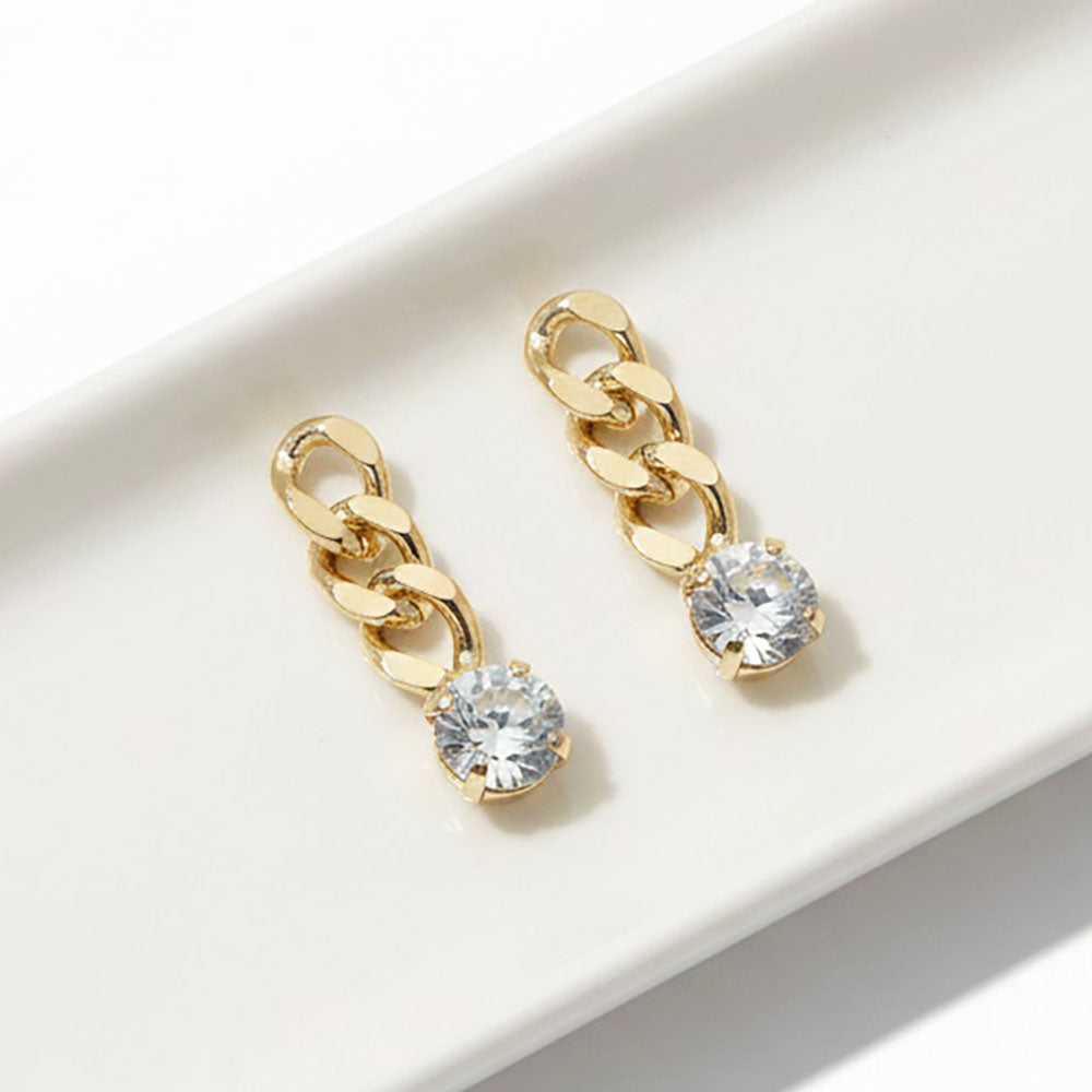 Madeline Love Gold Gold Plated Hypoallergenic Stone Tip Chain Drop Earrings