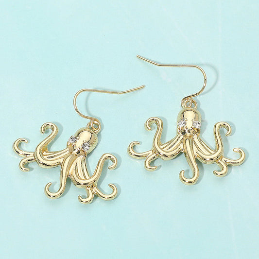 Madeline Love Gold Stone Accent Metal Octopus Drop Dangle Earrings - Jewelry