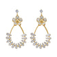 Madeline Love Gold Gold Dipped CZ Flower Accent Baguette Stone Cluster Embellished Teardrop Drop Earrings - desc