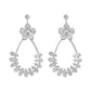 Madeline Love Rhodium White Gold Dipped CZ Flower Accent Baguette Stone Cluster Embellished Teardrop Drop Earrings - desc