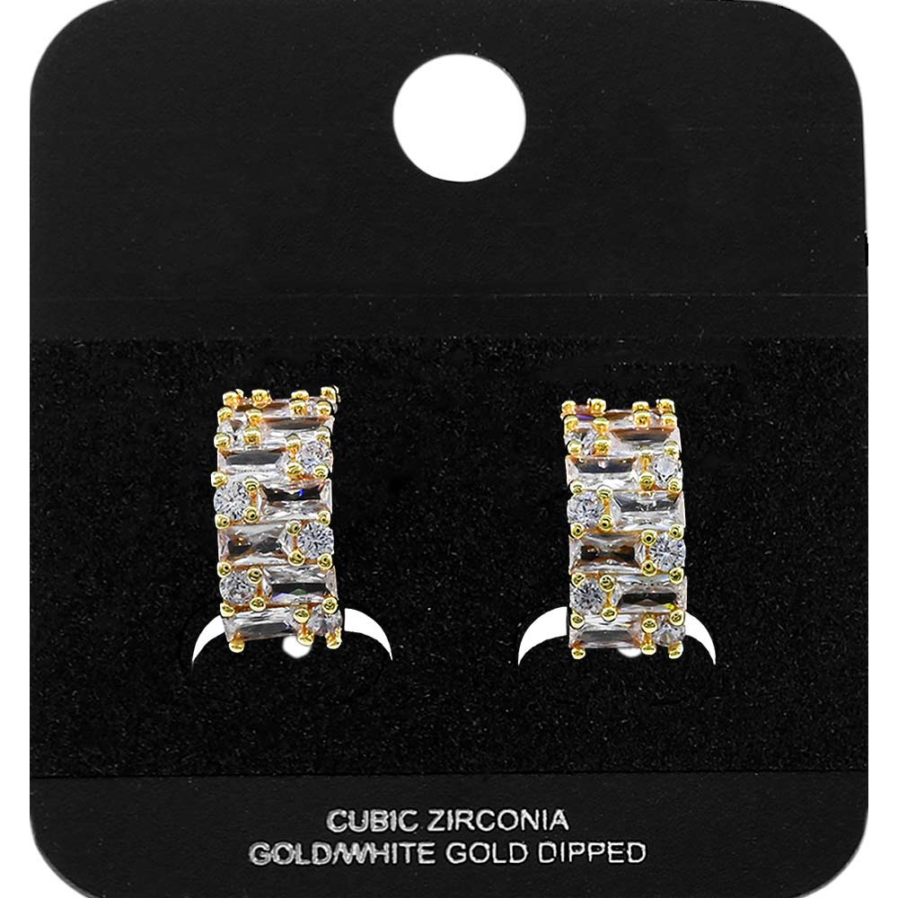 Madeline Love Gold Gold Dipped Baguette CZ Mini Half Hoop Earrings - Jewelry