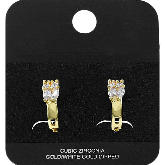 Madeline Love Gold Gold Dipped Marquise CZ Cluster Accent Mini Open Hoop Earrings - Jewelry