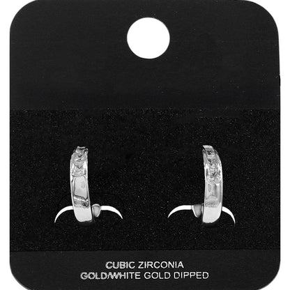 Madeline Love Rhodium White Gold Dipped CZ Mini Open Hoop Earrings - Hair Accessories