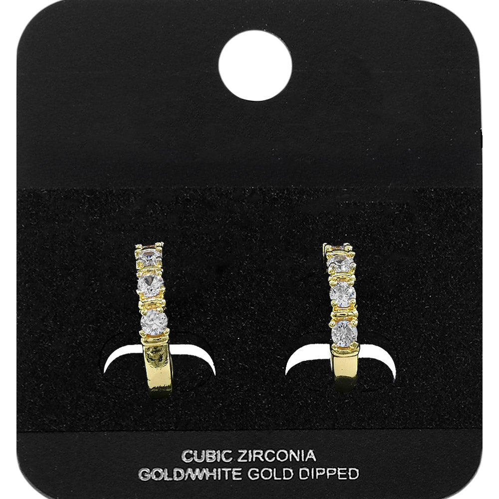 Madeline Love Gold Gold Dipped Round CZ Around Mini Open Hoop Earrings - Jewelry
