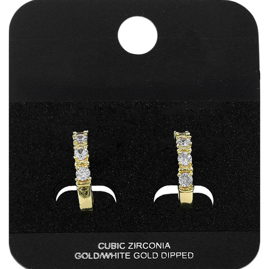 Madeline Love Gold Gold Dipped Round CZ Around Mini Open Hoop Earrings - Jewelry
