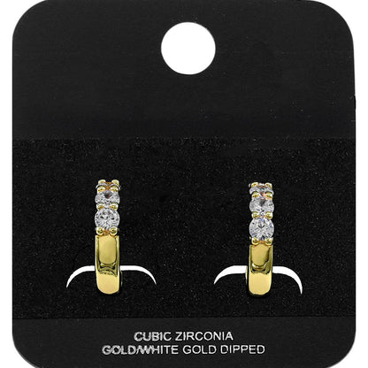 Madeline Love Gold Gold Dipped Round CZ Stone Accent Mini Open Hoop Earrings