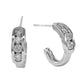 Madeline Love Rhodium White Gold Dipped Round CZ Channel Mini Open Hoop Earrings - Hair Accessories - desc