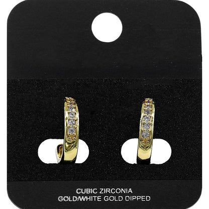 Madeline Love Gold Gold Dipped CZ Channel Mini Open Hoop Earrings - Hair Accessories