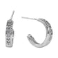 Madeline Love Rhodium White Gold Dipped CZ Channel Mini Open Hoop Earrings - Hair Accessories - desc