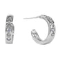 Madeline Love Rhodium White Gold Dipped Round CZ Channer Mini Open Hoop Earrings - Hair Accessories - desc