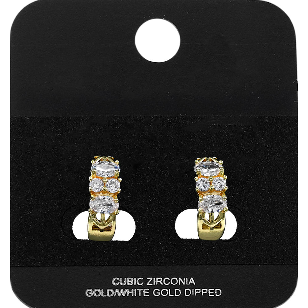 Madeline Love Gold Gold Dipped CZ Cluster Embellished Mini Open Hoop Earrings - Jewelry