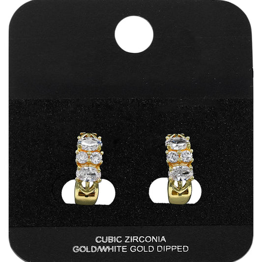 Madeline Love Gold Gold Dipped CZ Cluster Embellished Mini Open Hoop Earrings - Jewelry