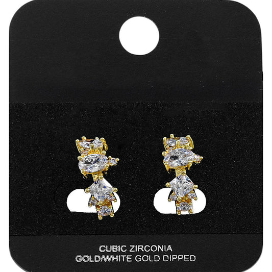 Madeline Love Gold Gold Dipped Multi Shape CZ Cluster Around Mini Open Hoop Earrings - Jewelry