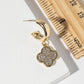 Madeline Love Clear, Gold Gold Dipped CZ Stone Paved Quatrefoil Drop Dangle Mini Hoop Earrings - Hair Accessories - extra