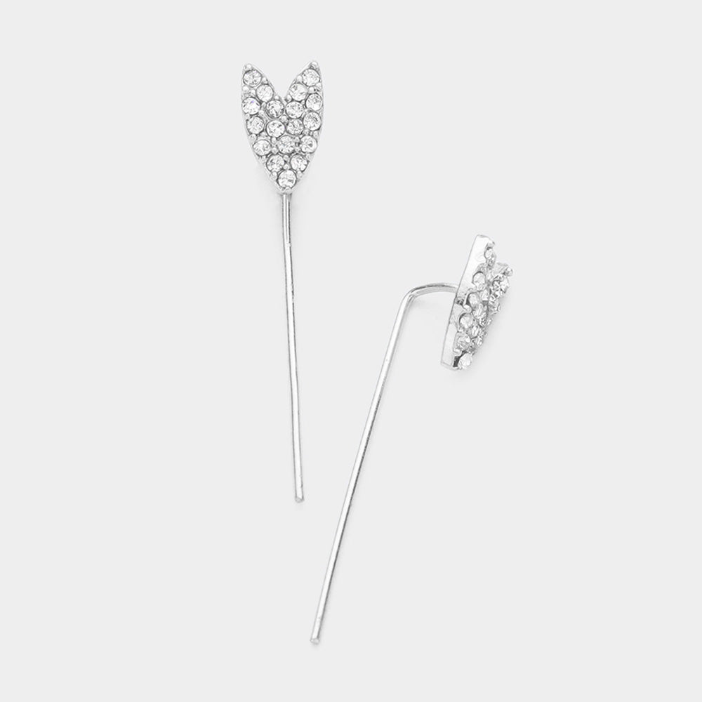 Madeline Love Rhodium Crystal Pave Metal Ear Pin Earrings - Jewelry