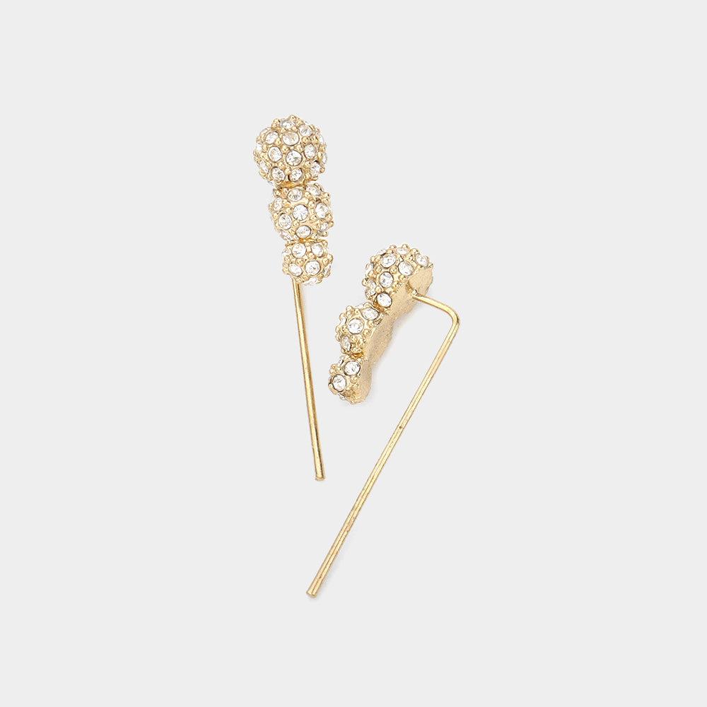 Madeline Love Gold Crystal Accented Metal Ear Pin Earrings - Jewelry