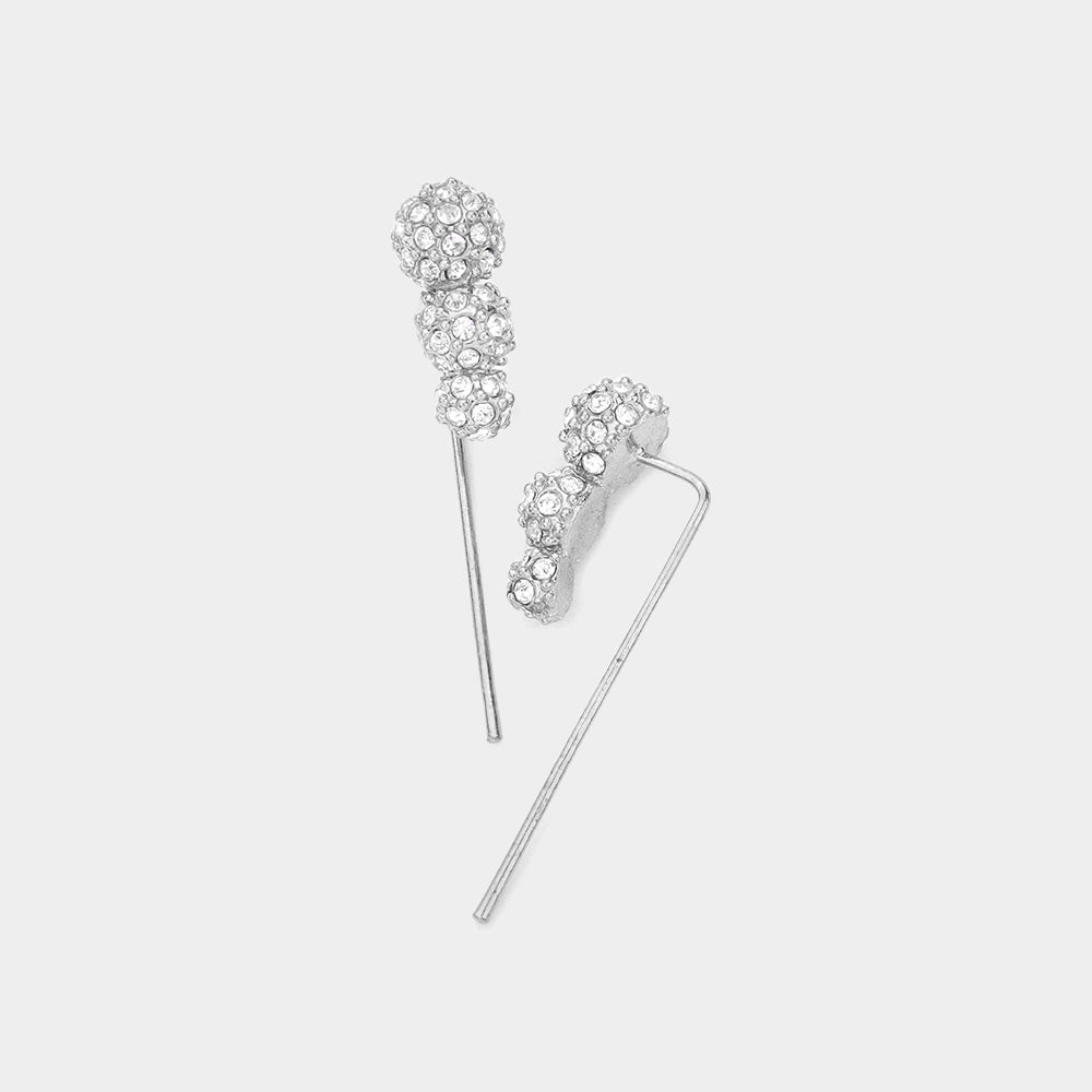 Madeline Love Rhodium Crystal Accented Metal Ear Pin Earrings - Jewelry