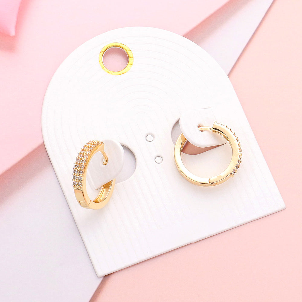 Madeline Love Gold Stone Paved Mini Huggie Hoop Earrings