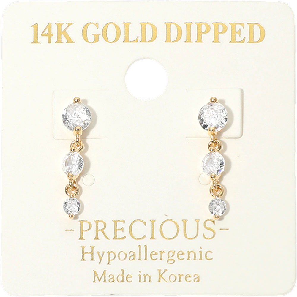 Madeline Love Gold 14K Gold Dipped Hypoallergenic Graduated Stone Link Drop Earrings - Hair Accessories