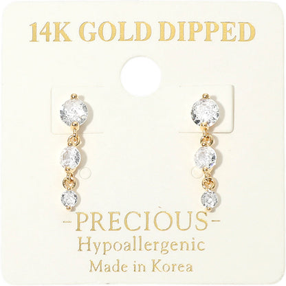 Madeline Love Gold 14K Gold Dipped Hypoallergenic Graduated Stone Link Drop Earrings - Hair Accessories