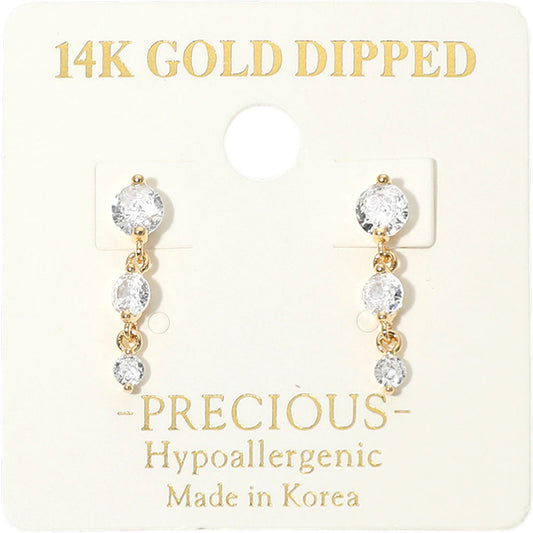 Madeline Love Gold 14K Gold Dipped Hypoallergenic Graduated Stone Link Drop Earrings - Hair Accessories