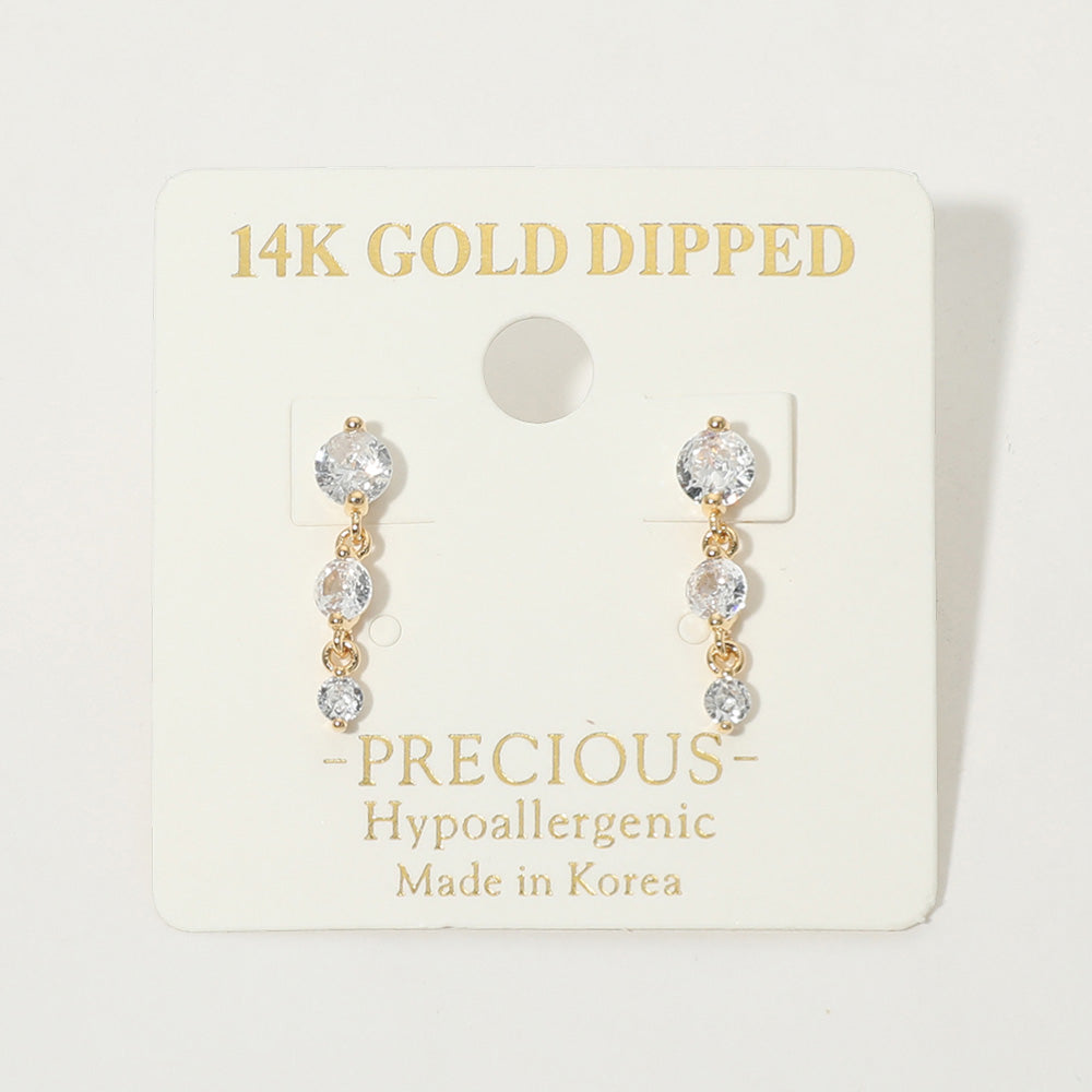 Madeline Love Gold 14K Gold Dipped Hypoallergenic Graduated Stone Link Drop Earrings - Hair Accessories - desc