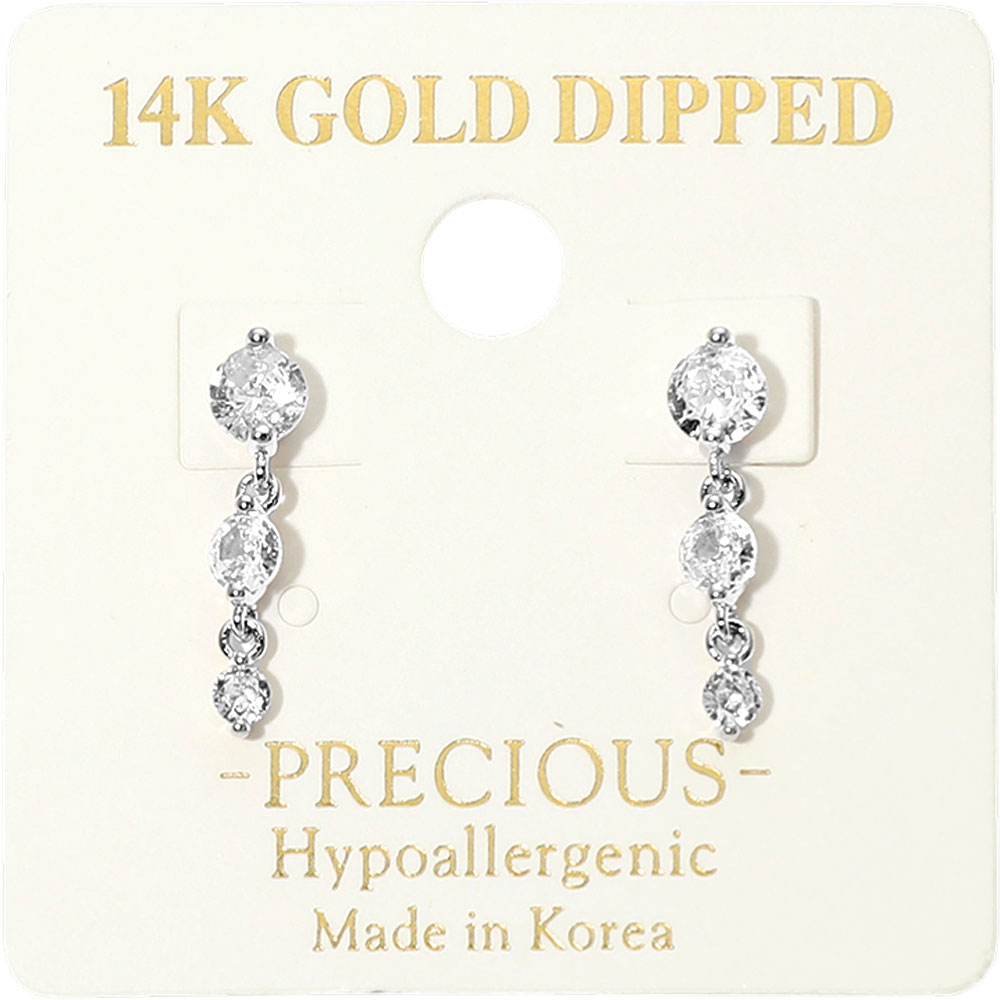 Madeline Love Rhodium 14K Gold Dipped Hypoallergenic Graduated Stone Link Drop Earrings - Hair Accessories