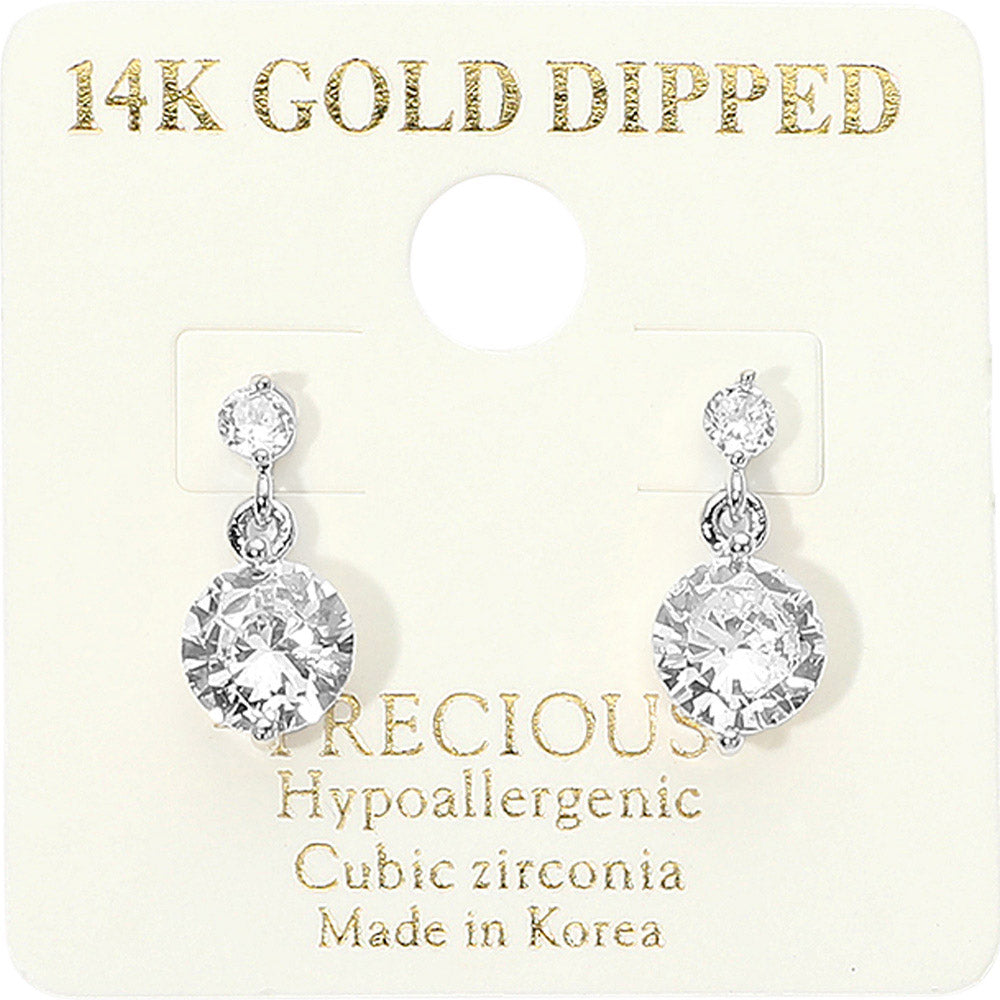 Madeline Love Rhodium 14K Gold Dipped Double CZ Drop Earrings