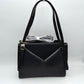 Geometric Envelope Flap Multi-Compartment Tote Bag with Long Shoulder Straps - Black - Tote Bag