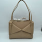 Geometric Envelope Flap Multi-Compartment Tote Bag with Long Shoulder Straps - Taupe - Tote Bag