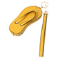 Faux Leather Flip-flop Mini Wristlet Bag Charm Coin Purse - Mustard - Coin Purses