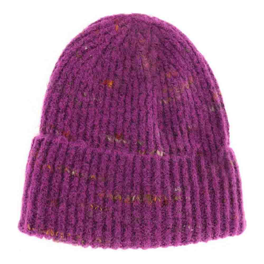 Unisex Marled Knit Cuff C.C Beanie - Magenta - Beanies