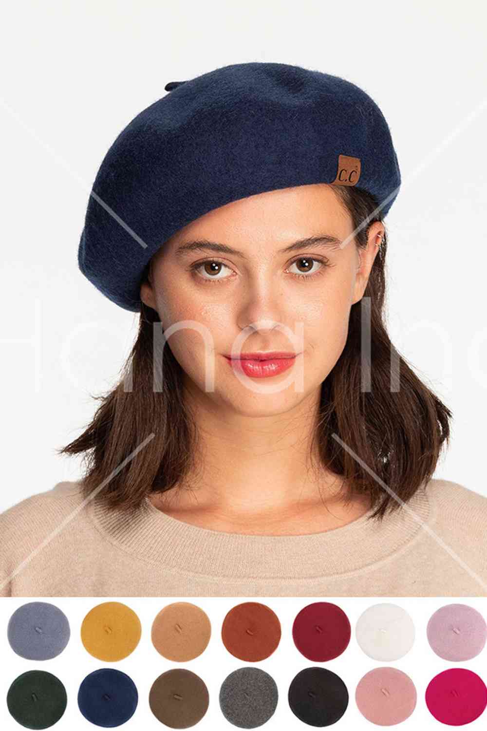 Main The C.C Solid Color Wool Beret is a versatile accessory crafted from 100% acrylic for a soft, lightweight feel. This classic beret offers timeless style in a range of solid colors, making it easy to coordinate with any outfit. The durable acrylic construction resists pilling and maintains its shape, while the one-size-fits-most design provides a comfortable, adjustable fit. Perfect for adding a touch of sophistication to casual or dressed-up looks, this beret is an essential wardrobe staple for year-ro