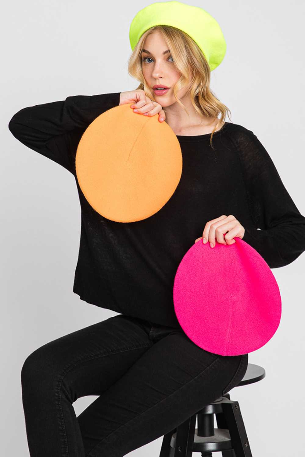 Main Embrace effortless style with this stretchy solid color beret. Made from 100% acrylic, it offers a comfortable fit that adapts to your head shape while maintaining its polished appearance. Perfect for adding a touch of sophistication to any season, this versatile beret pairs seamlessly with casual and dressed-up looks alike.