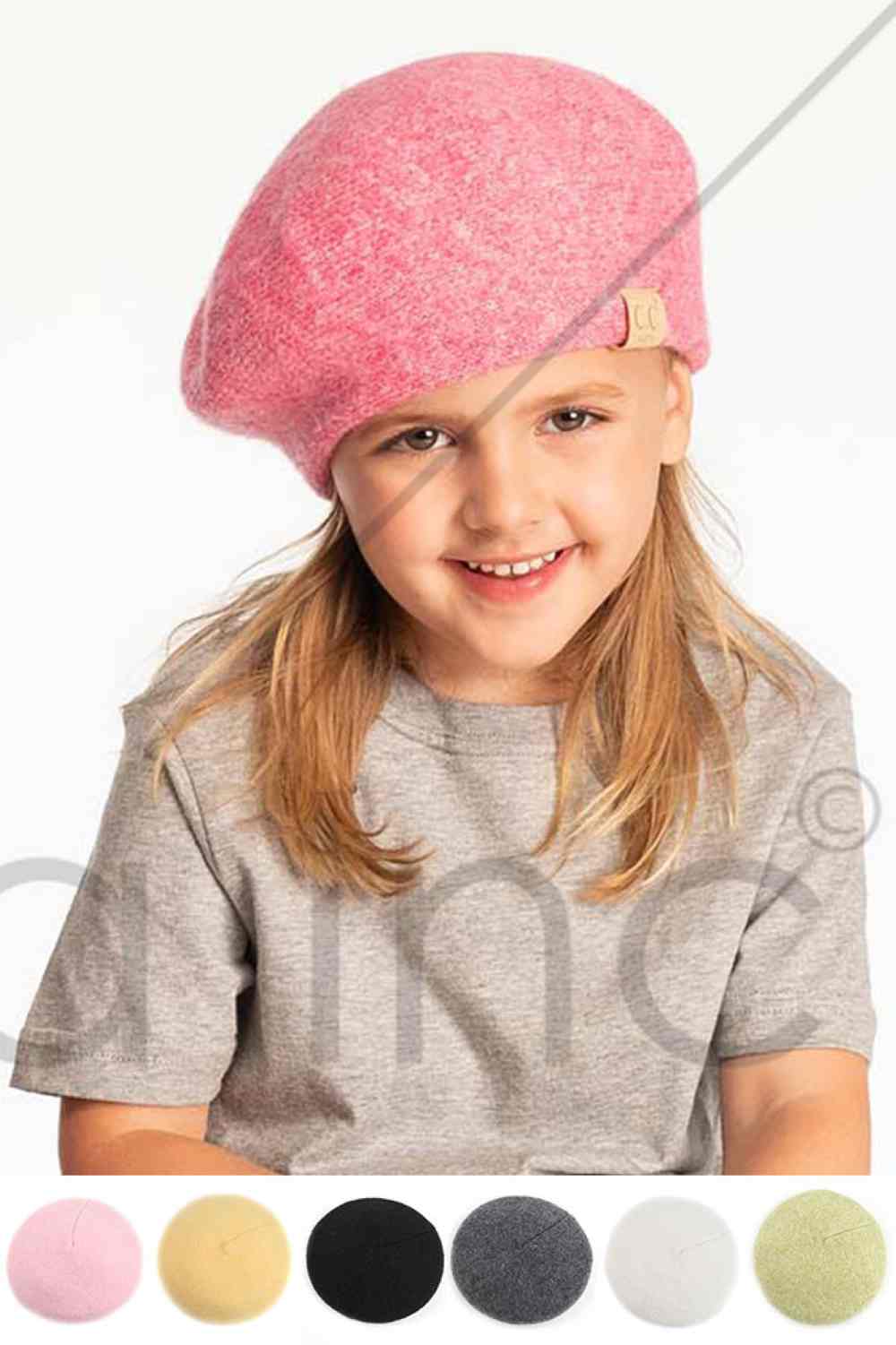 Main Introducing the C.C Soft Knit Beret for kids a cozy, stylish accessory perfect for everyday wear. This thoughtfully crafted beret blends 60% acrylic, 22% recycled polyester, and 18% nylon for a soft, durable feel that kids will love. The stretchy one-size design ensures a comfortable fit that grows with your child, while the quality construction maintains its shape through playtime and adventures.
