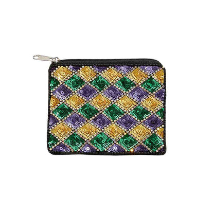 Mardi Gras Sequin Stone Beaded Mini Pouch Bag is a stylish and festive accessory for any occasion. Intricate sequin and stone beading add a touch of flair, while the compact size makes it ideal for carrying essentials on the go. Elevate your outfit and celebrate in style with this mini pouch bag.