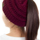 Maroon The C.C Solid Color Ponytail Messy Bun Beanie combines comfort with versatility for effortless everyday style. Crafted from 100% soft acrylic, this beanie features an open crown design that accommodates ponytails and messy buns while keeping you warm. The one-size-fits-most construction ensures a secure, flattering fit for virtually anyone. Perfect for casual outings, workouts, or relaxed weekends, this practical accessory transitions seamlessly from season to season.